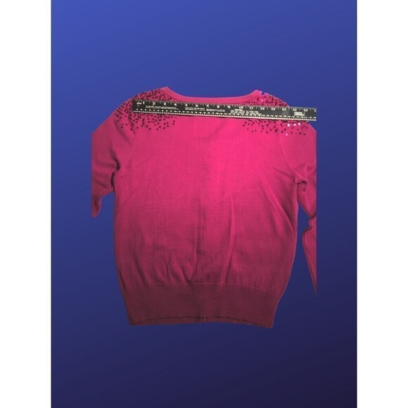 ELLE Sequin Cardigan, 100% Cotton, Long Sleeves, HOT PINK, Size Small, NWOT - Picture 7 of 8
